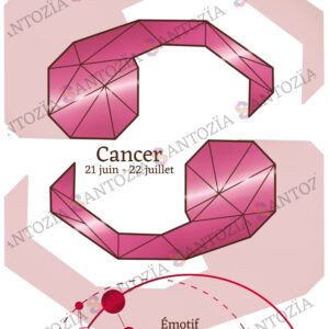 Affiche du signe astrologique cancer rose origami