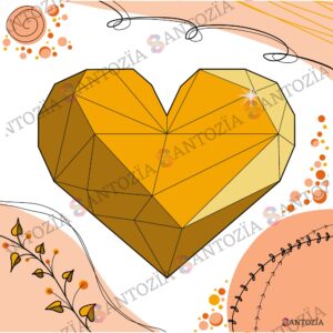 Affiche d'un coeur jaune origami