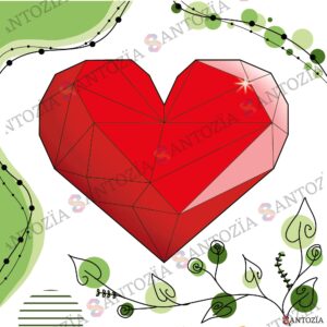 Affiche d'un cœur rouge origami