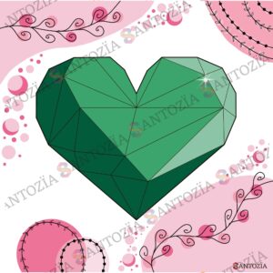 Affiche d'un coeur vert origami