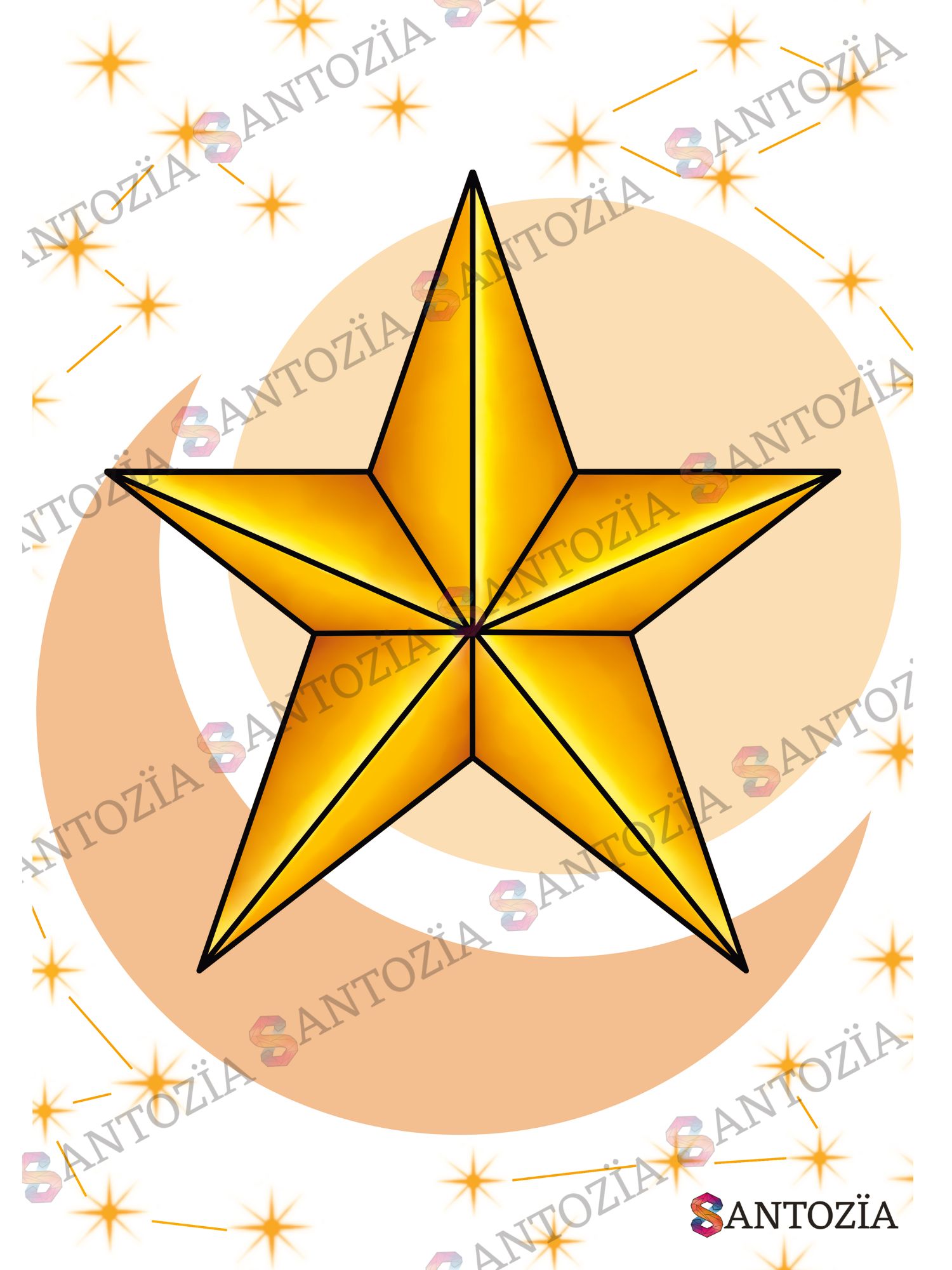 Affiche d'une étoile verte origami