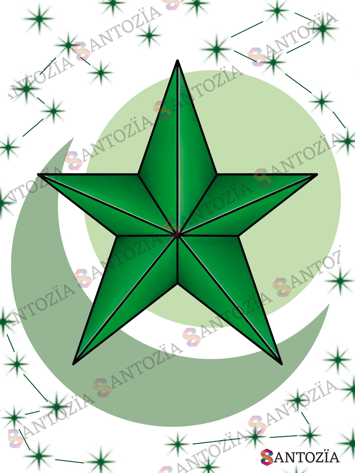 Affiche d'une étoile verte origami