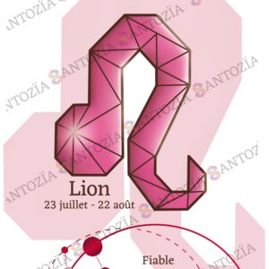 Affiche du signe astrologique lion rose origami