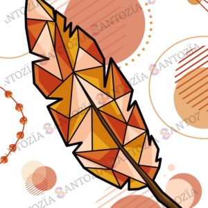 Affiche d'une plume orange origami