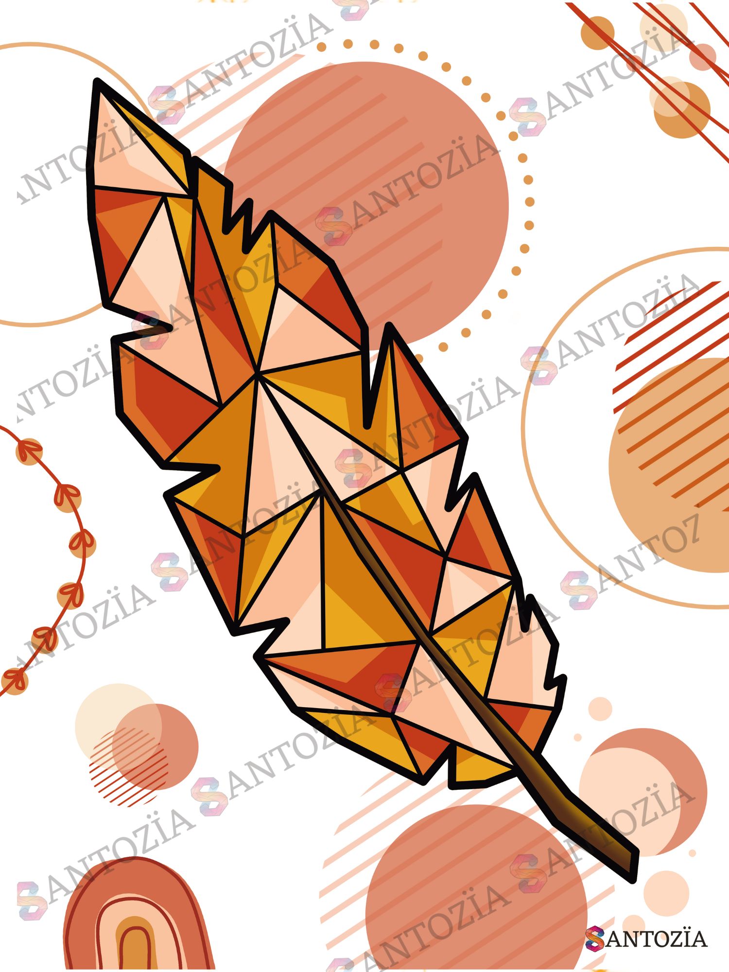Affiche d'une plume orange origami