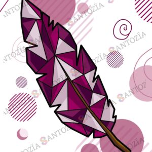 Affiche d'une plume violette origami