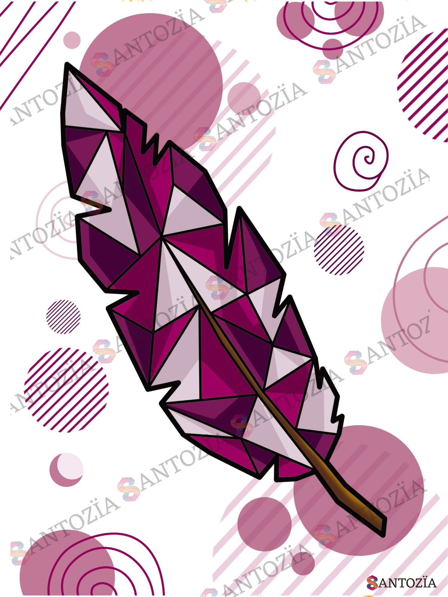 Affiche d'une plume violette origami