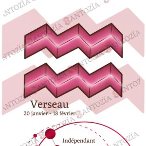 Affiche du signe astrologique du verseau rose origami