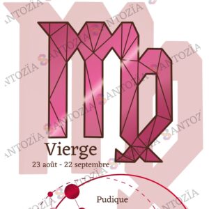 Affiche du signe astrologique vierge rose origami