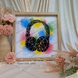 Affiche d'une casque audio coloré style origami par Santozia