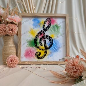 Affiche origami Clef de sol colorée par Santozia