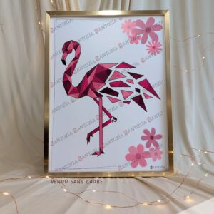 Affiche origami d'un flamant rose