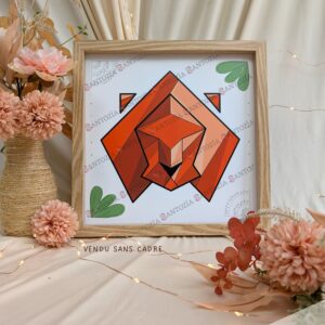 Affiche lion orange origami
