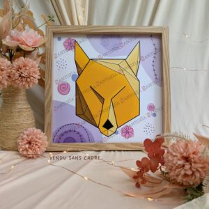 Affiche loup Jaune origami