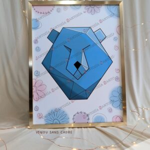 Affiche origami ours bleu