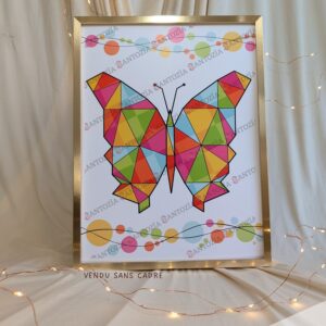 Affiche d'un papillon origami multi couleurs de Santozïa