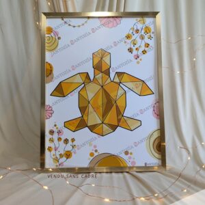 Affiche origami d'une tortue jaune