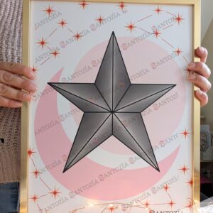 Affiche d'une étoile grise origami