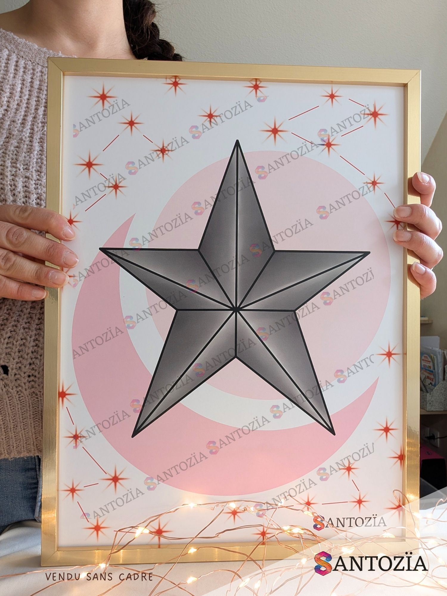 Affiche d'une étoile grise origami