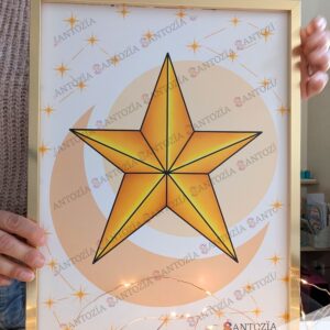 Affiche d'une étoile verte origami