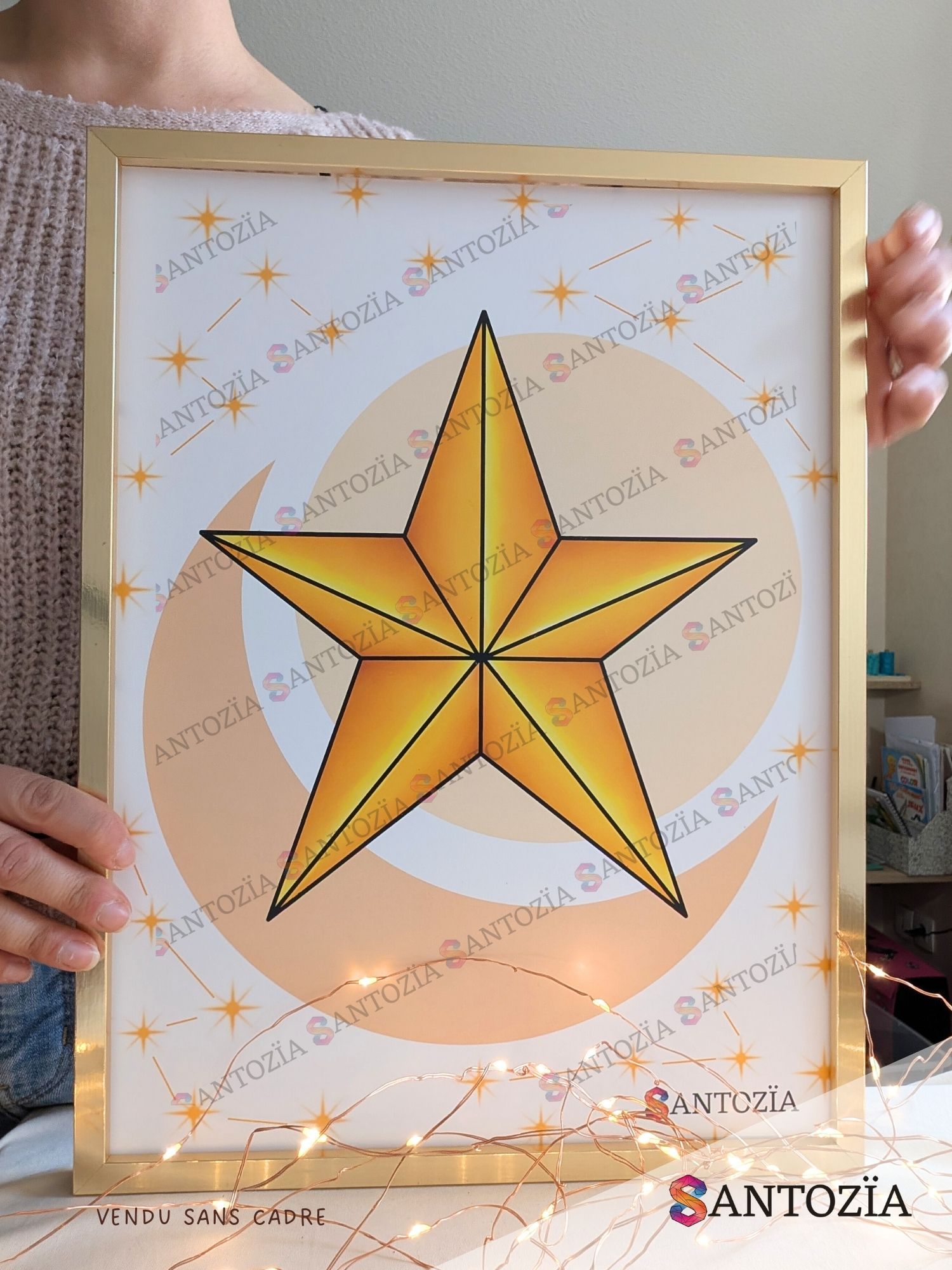 Affiche d'une étoile verte origami