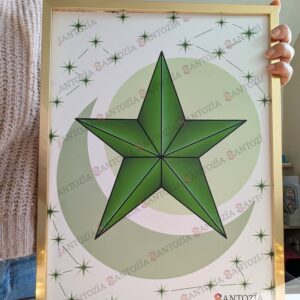Affiche d'une étoile verte origami